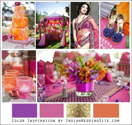 Indian Wedding Colors
 Pink Orange and Purple Indian Wedding Color Inspiration