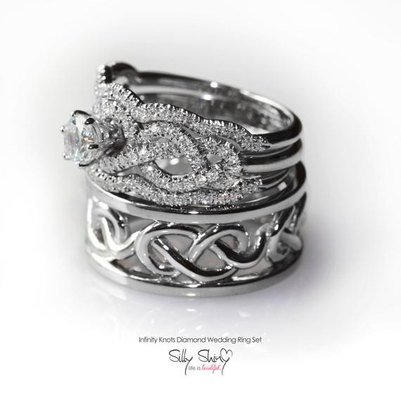 Infinity Wedding Ring Set
 His & Hers Infinity Knot Wedding Rings Set by