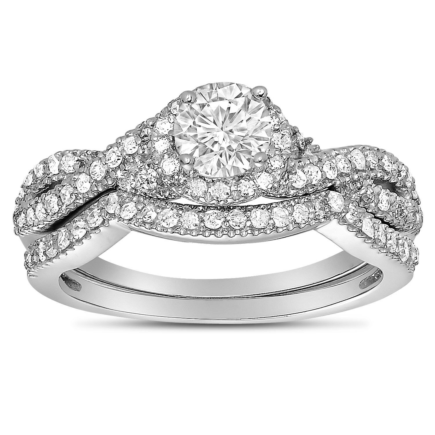 Infinity Wedding Ring Set
 2 Carat Round Diamond Infinity Wedding Ring Set in White