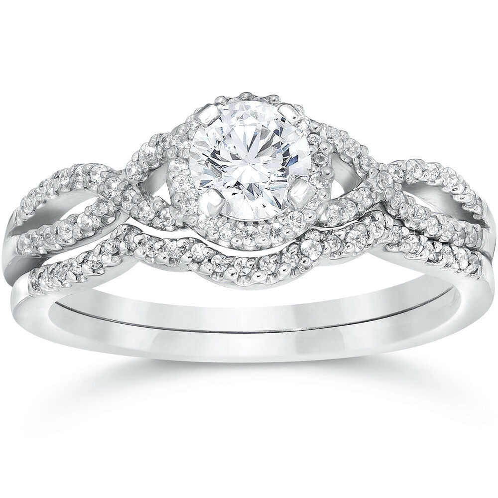 Infinity Wedding Ring Set
 3 4ct Diamond Infinity Engagement Wedding Ring Set 14K