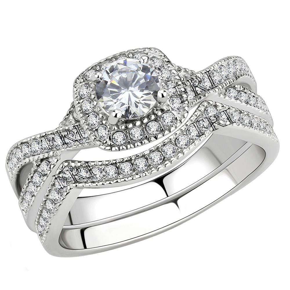 Infinity Wedding Ring Set
 Stainless Steel Women s Infinity Wedding Ring Set Halo