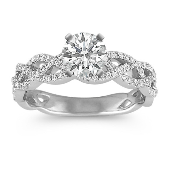 Infinity Wedding Rings
 Infinity Twist Diamond Engagement Ring with Pavé Setting