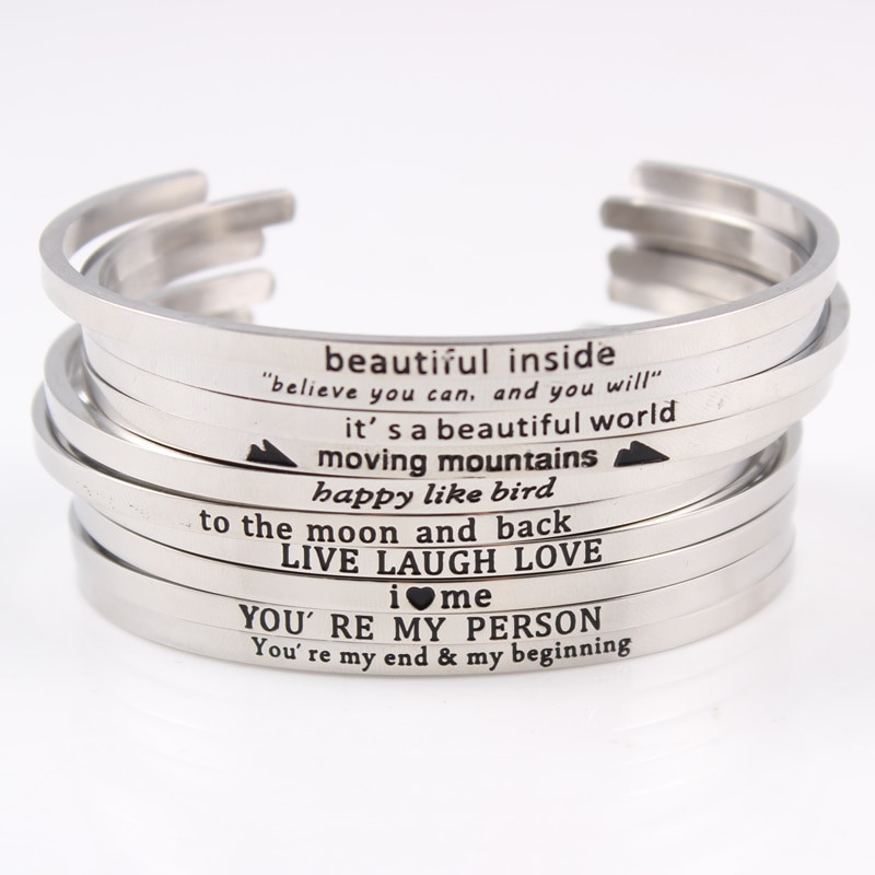 Inspirational Quote Bracelet
 Aliexpress Buy Stainless Steel Message Bangles