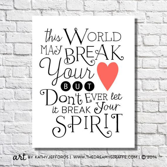 Inspirational Quotes For Broken Hearted
 Items similar to Broken Heart Art Print Inspirational