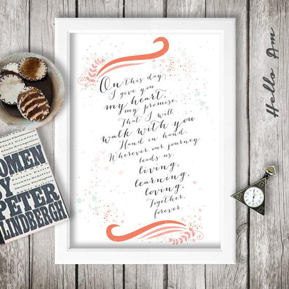 Inspirational Wedding Vows
 Items similar to this day Wedding quote Wedding