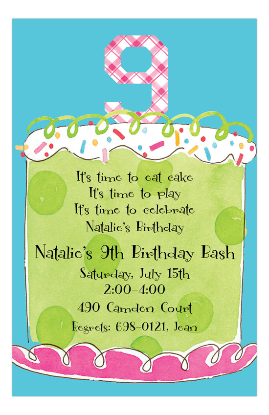 Invitation Wording For Birthday
 Girl Ninth Birthday Invitation