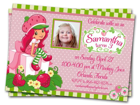 Invitation Wording For Birthday
 Items similar to Strawberry Shortcake Birthday Invitations