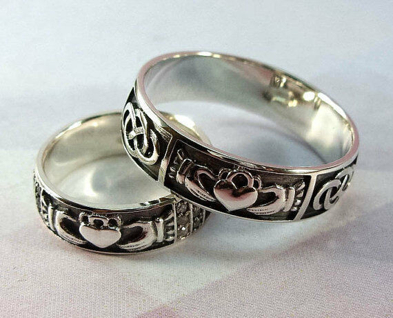 Irish Wedding Ring Sets
 925 Sterling Silver Wedding Bands Set Claddagh Irish