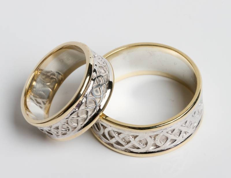 Irish Wedding Ring Sets
 Pair set of irish Handcrafted 14k Gold and Sterling Silver