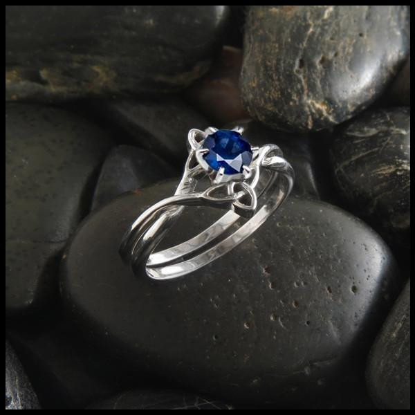 Irish Wedding Ring Sets
 Sapphire Celtic Interlocking Wedding Ring Set