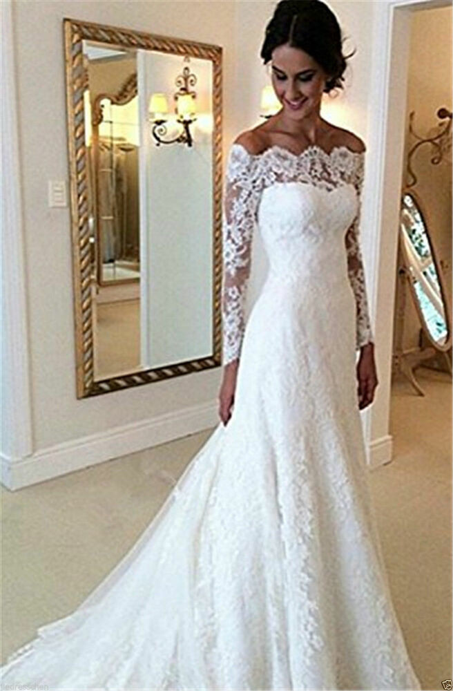Ivory Lace Wedding Gowns
 New Elegant Lace Wedding Dresses White Ivory f The