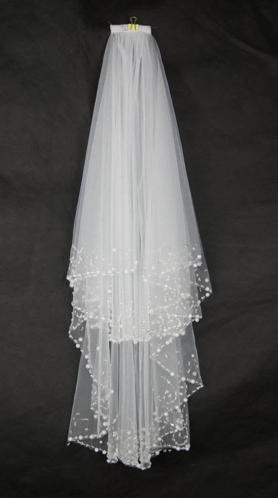 Ivory Wedding Veils With Pearls
 Exquisite 2T White Ivory Wedding Bridal Veils 2015 Pearls