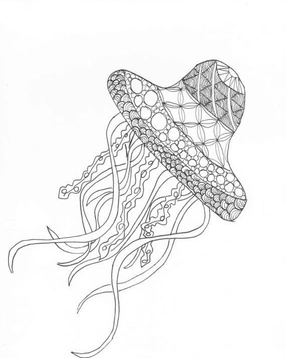 Jellyfish Coloring Pages For Adults
 Jellyfish Zentangle Adult Coloring Page