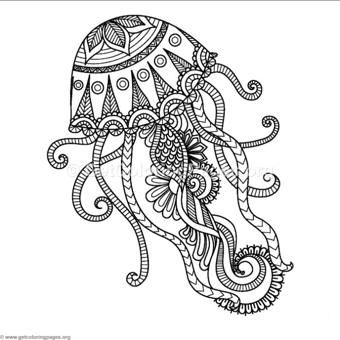 Jellyfish Coloring Pages For Adults
 Zentangle Jellyfish Coloring Pages – GetColoringPages