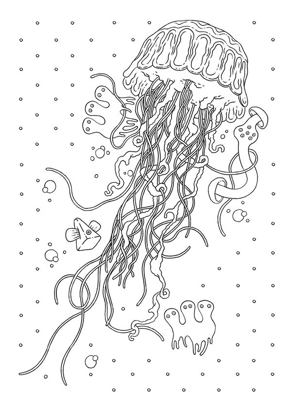 Jellyfish Coloring Pages For Adults
 Art Therapy coloring page animals Jellyfish 1