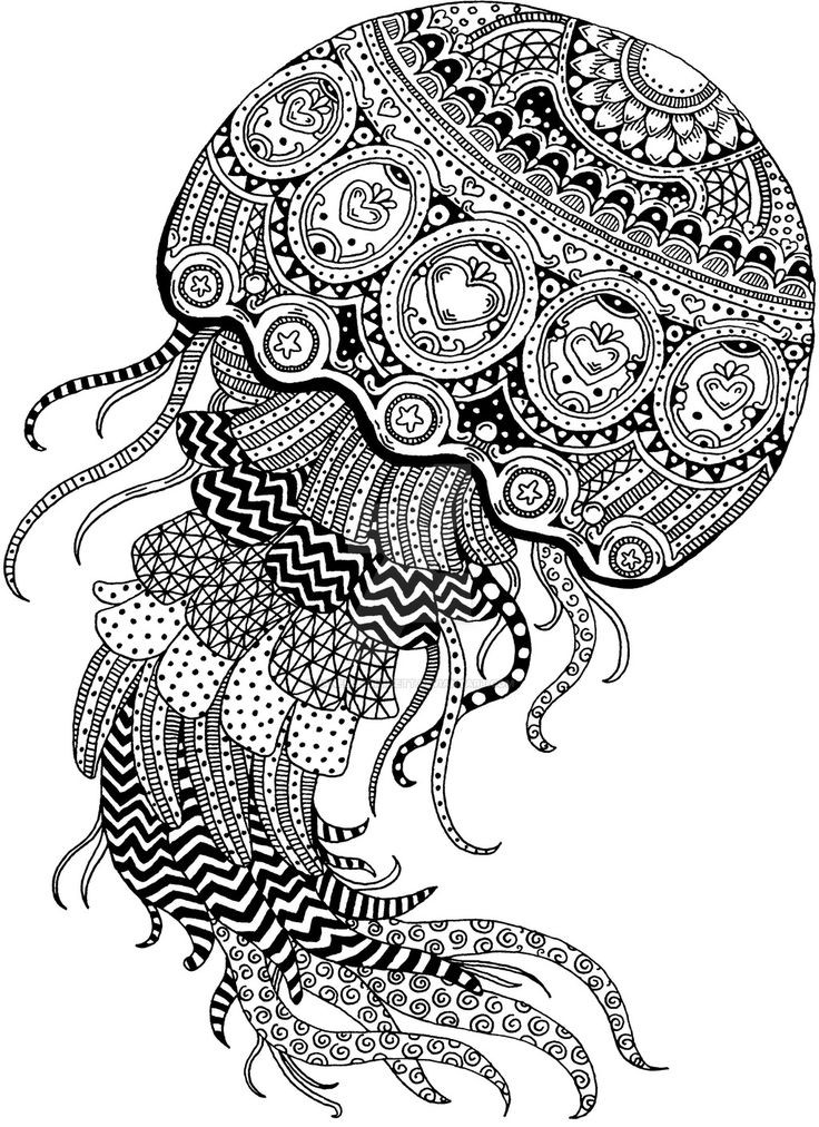 Jellyfish Coloring Pages For Adults
 Moon Jelly de Janelle Dimmett in 2019