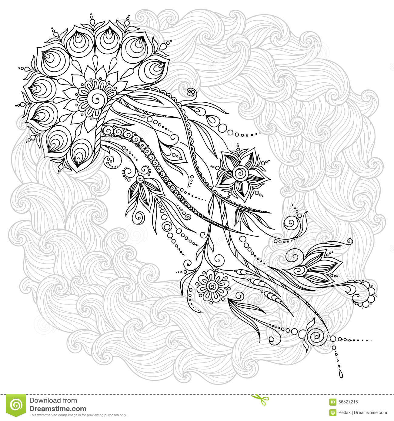 Jellyfish Coloring Pages For Adults
 Pattern For Coloring Book Jellyfish In Vector Stock