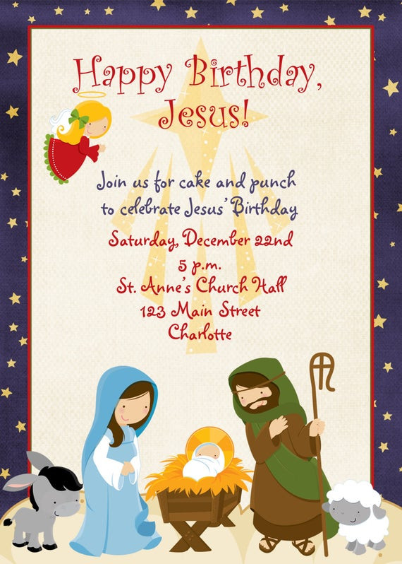 Jesus Birthday Party
 Items similar to Jesus Birthday Christmas party invitation