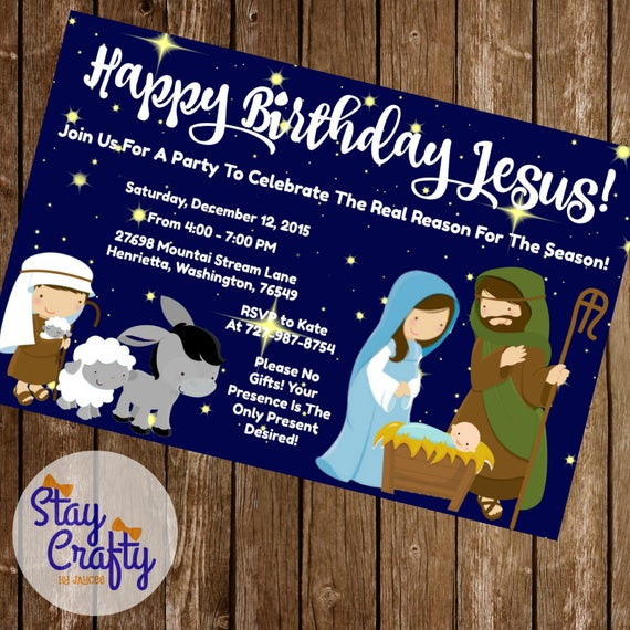 Jesus Birthday Party
 Happy Birthday Jesus Christmas Party Invitation 4x6