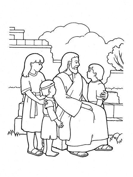 Jesus Children Coloring Page
 Christ Blessing the Children