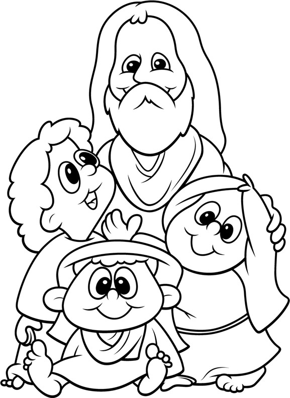 Jesus Children Coloring Page
 Tia Paula Jesus e as crianças para colorir