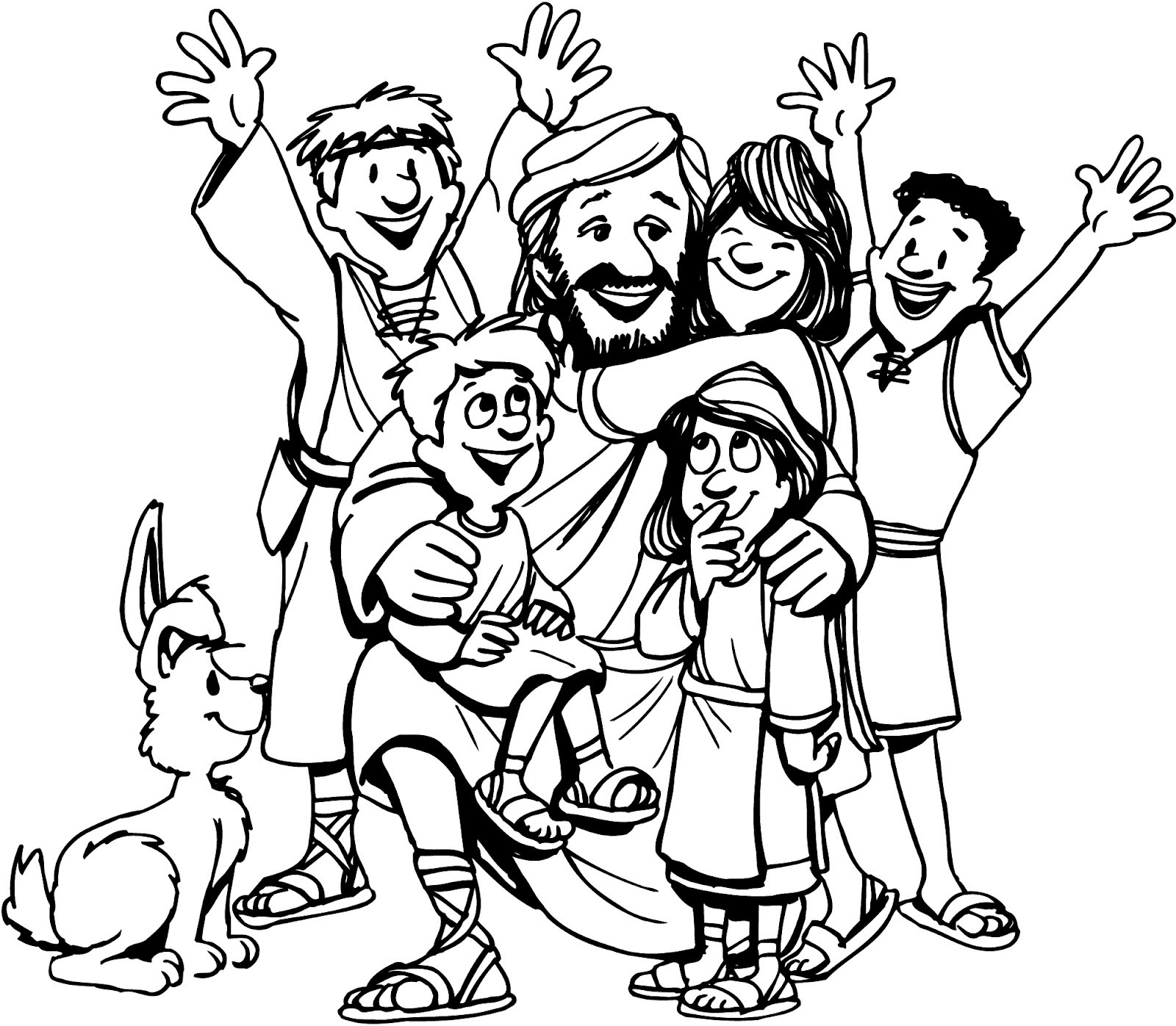 Jesus Children Coloring Page
 Tia Paula Jesus e as crianças para colorir