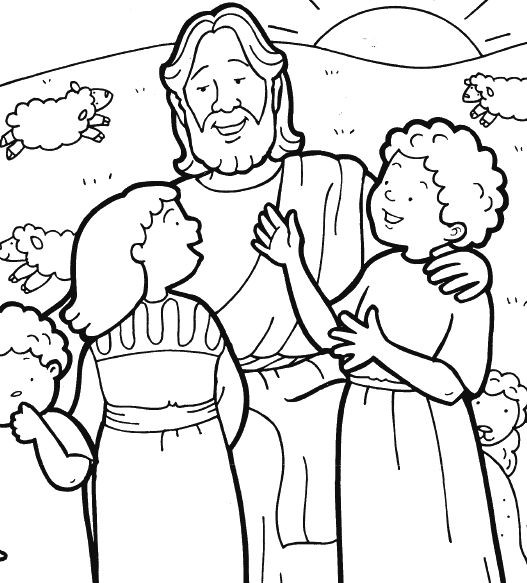 Jesus Children Coloring Page
 Jesus and Children coloring page Shut in cards