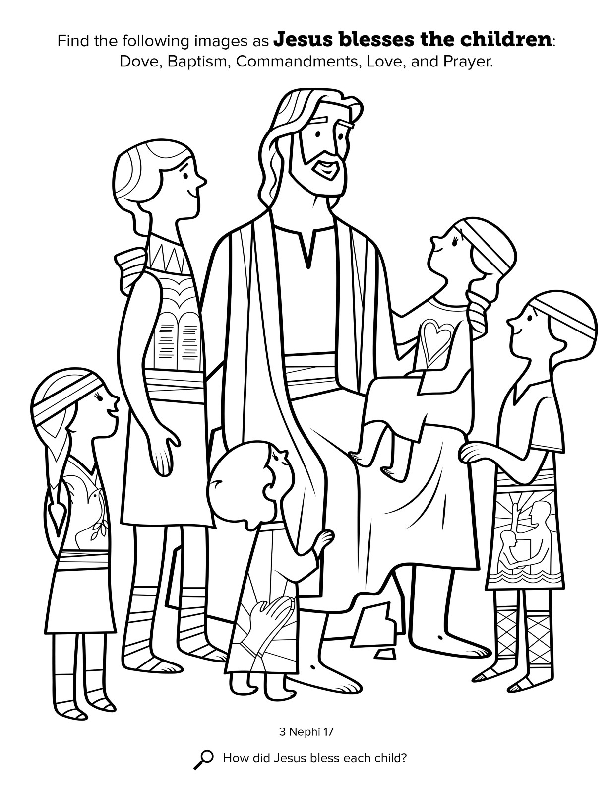Jesus Children Coloring Page
 Jesus segnet Kinder