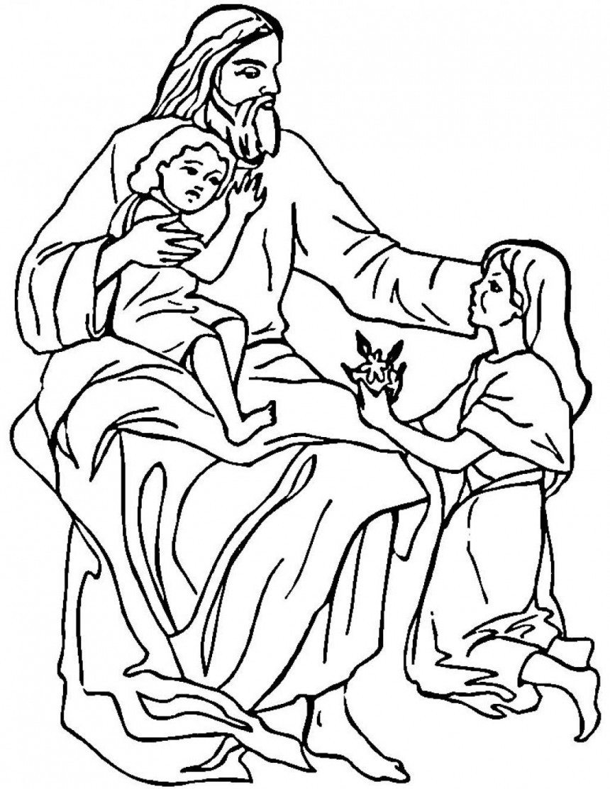 Jesus Children Coloring Page
 "Preaching the Kingdom of God"