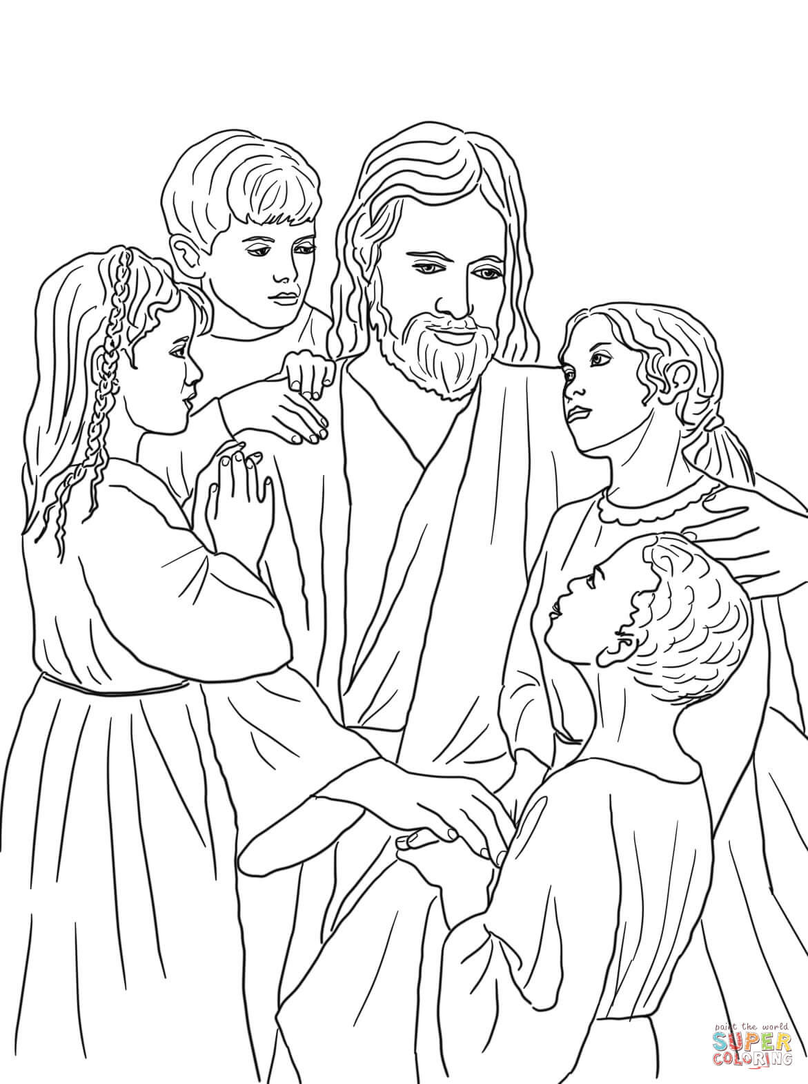 Jesus Children Coloring Page
 Disegno di Gesù ama tutti i bambini del mondo da colorare