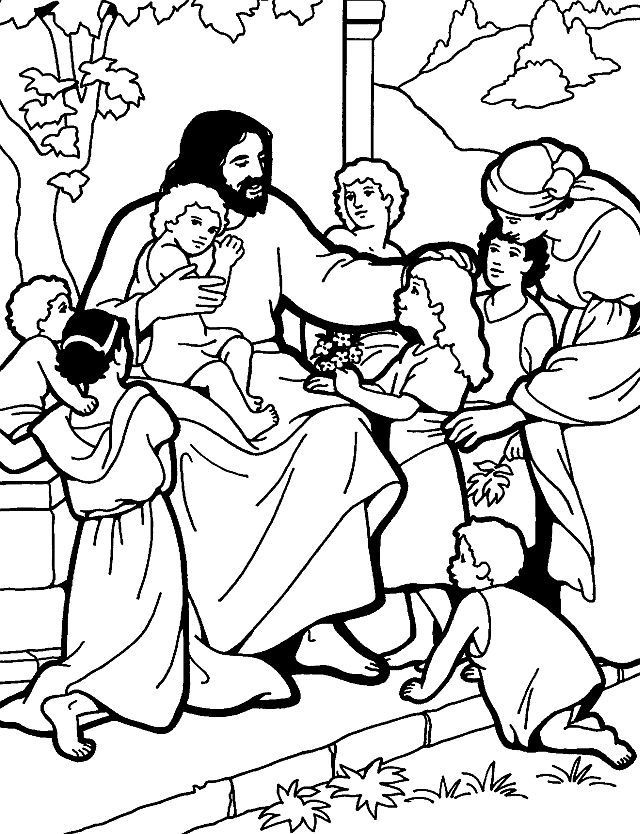 Jesus Children Coloring Page
 Free coloring pages of jesus teaches us to pray