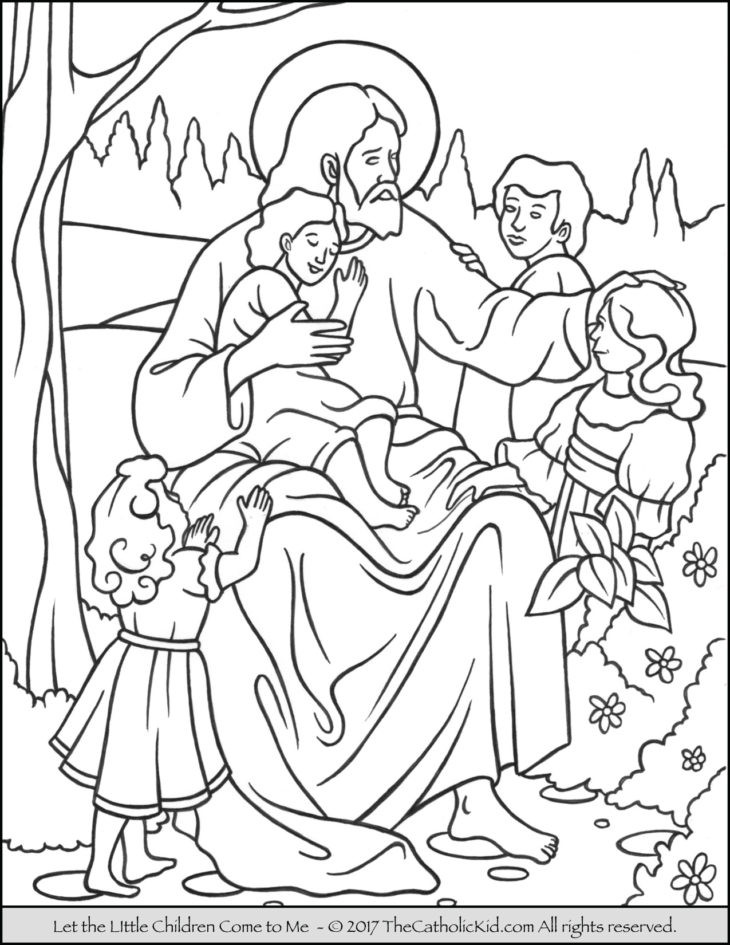 Jesus Children Coloring Page
 The Catholic Kid Catholic Coloring Pages and Games for