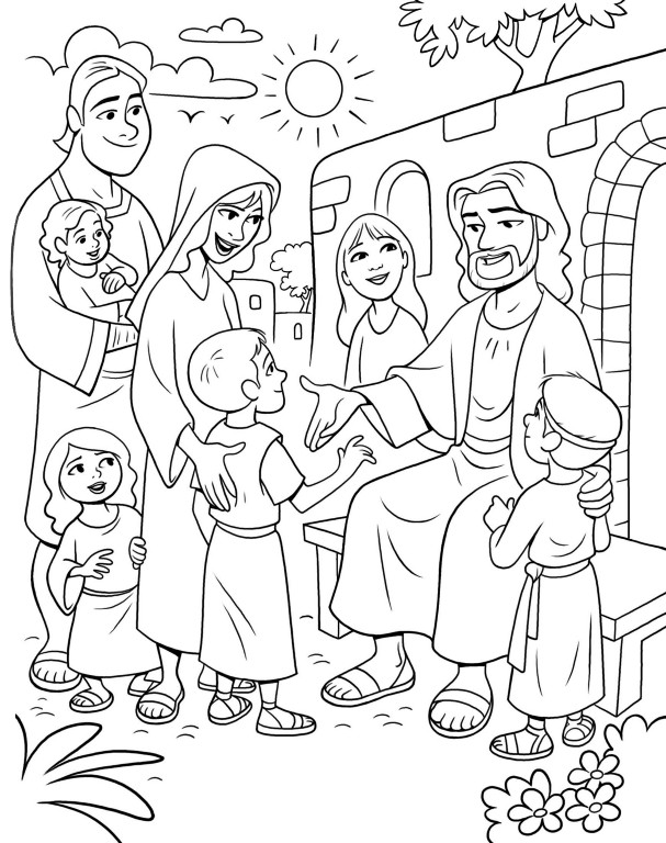 Jesus Children Coloring Page
 Christ Meeting the Children