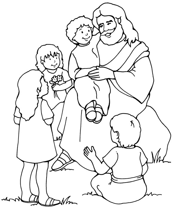 Jesus Children Coloring Page
 Jesus and the Children 1 Coloring Page