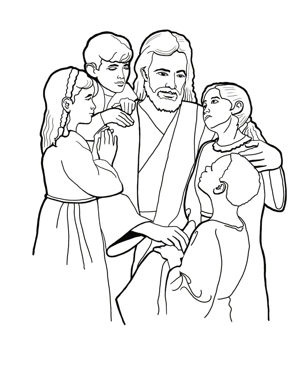 Jesus Children Coloring Page
 Christ with Children Coloring Page