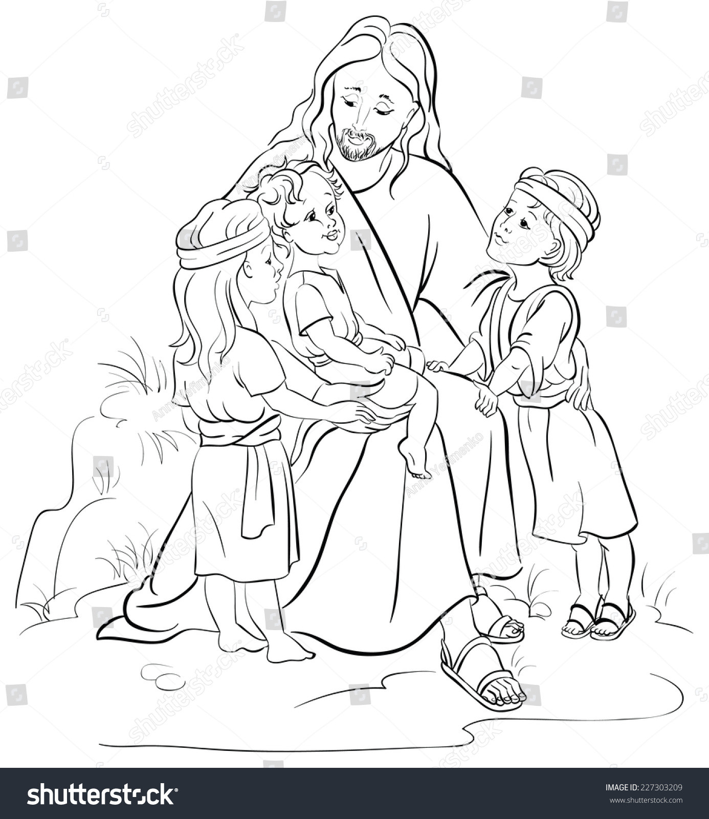 Jesus Children Coloring Page
 Jesus And Children Colouring Page Also Available Colored