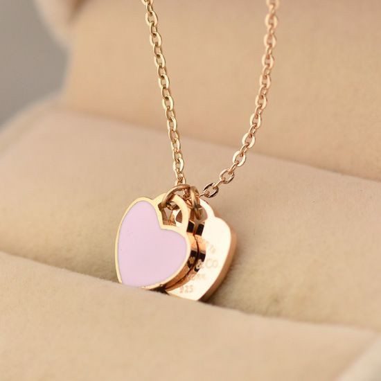 Jewelry Gift Ideas For Girlfriend
 18K Rose Gold Split Heart Necklace for Girlfriend and Couples