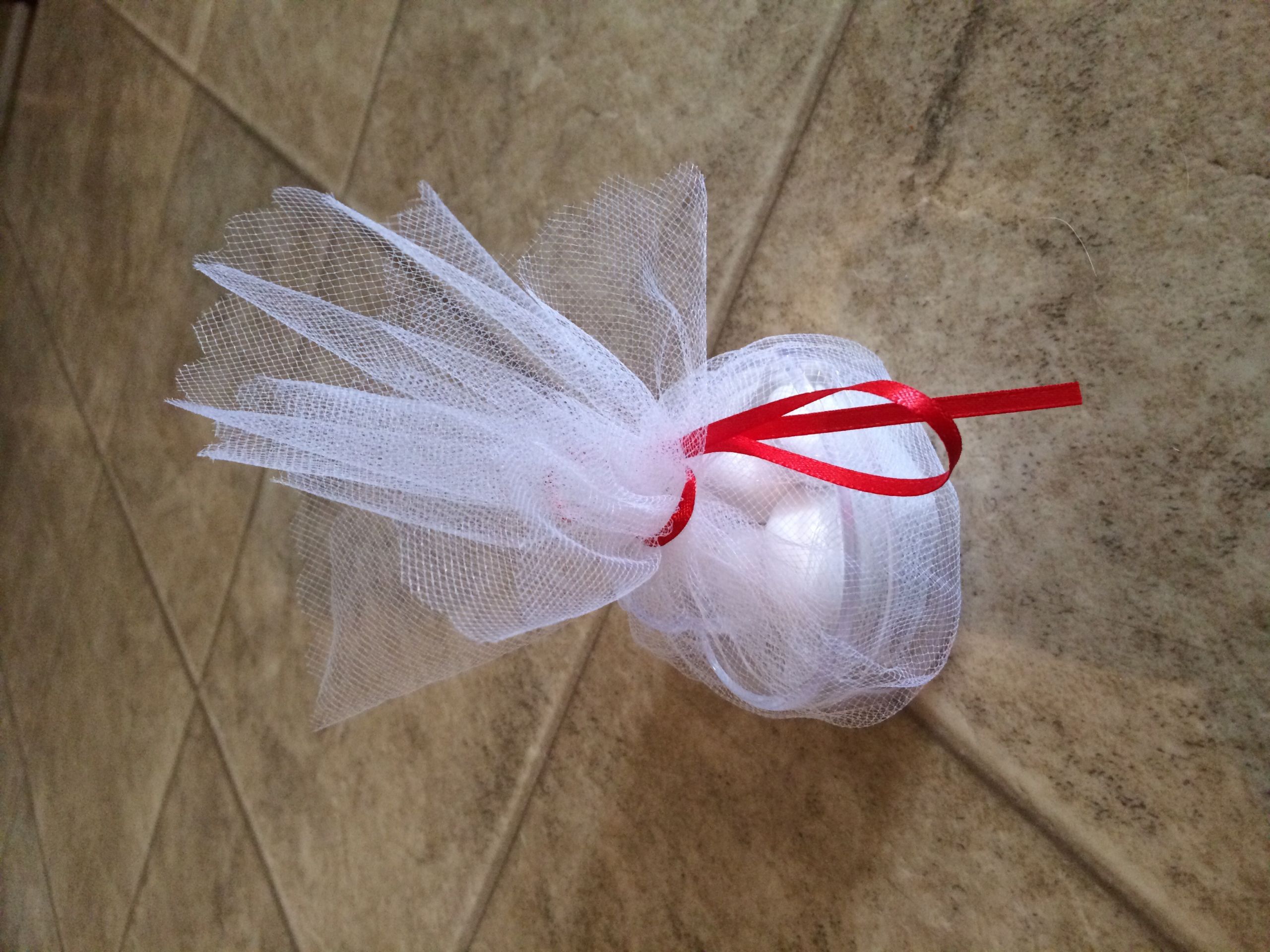 Jordan Almond Wedding Favors
 Heart boxes with tulle and Jordan almonds