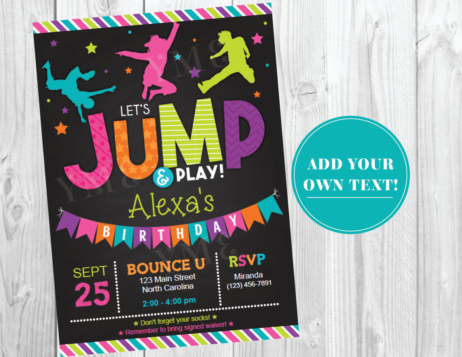 Jump Birthday Party
 Jump Birthday Invitation Trampoline Party by