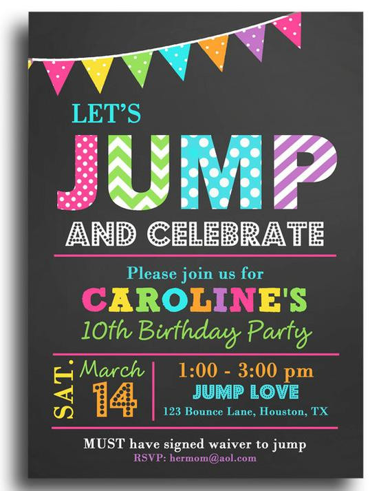 Jump Birthday Party
 Jump Invitation Printable or Printed with FREE SHIPPING