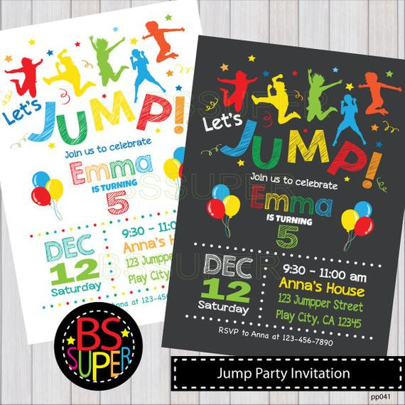 Jump Birthday Party
 JUMP Invitation JUMP Birthday Invitation Bounce Birthday