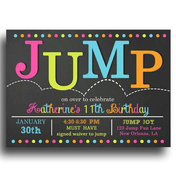 Jump Birthday Party
 Jump Invitation Printable Jump Bounce Trampoline Birthday