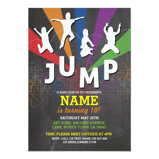 Jump Birthday Party
 Jump Trampoline Birthday Party Boys Girls Invite