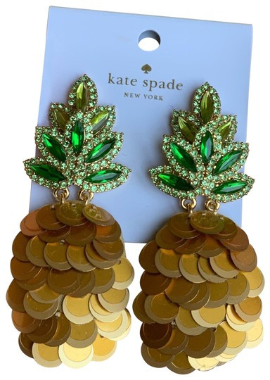 Kate Spade Pineapple Earrings
 Kate Spade Golden Green New By The Pool Pineapple