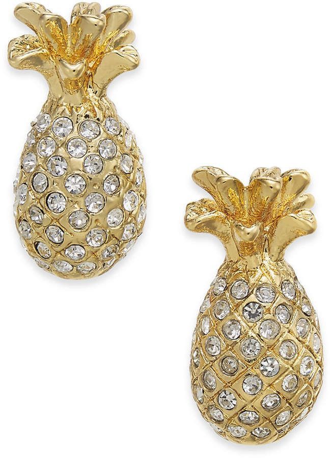 Kate Spade Pineapple Earrings
 Kate Spade Gold Tone Pave Pineapple Stud Earrings