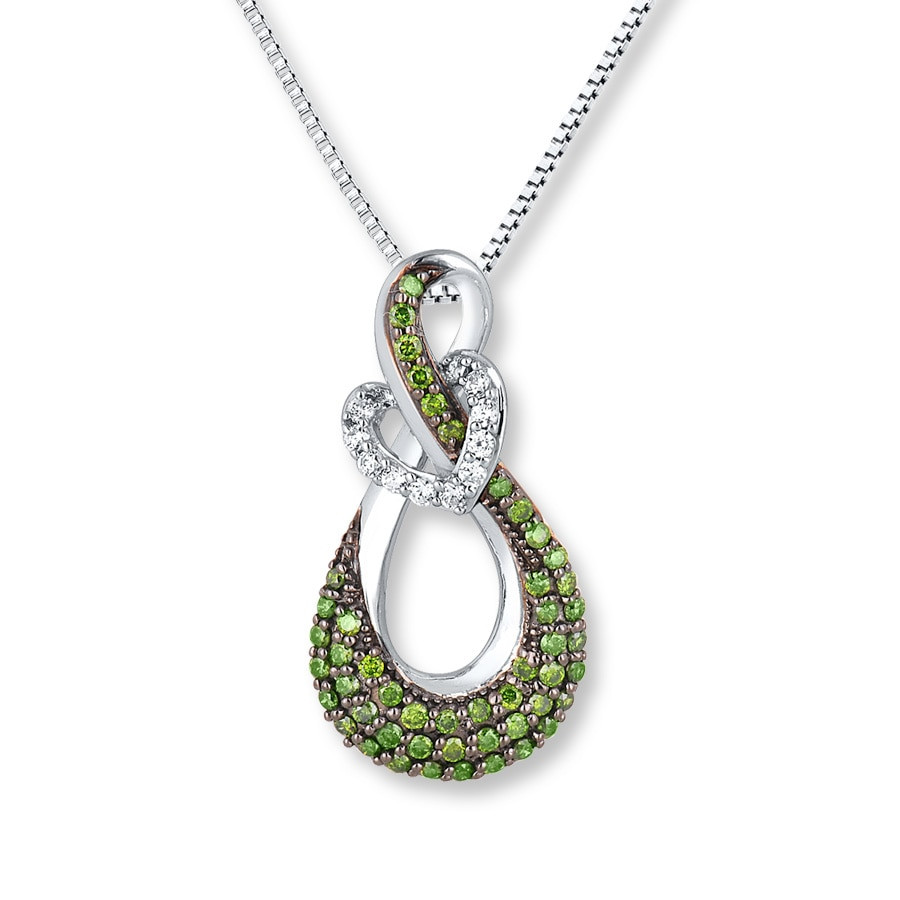 Kay Jewelers Infinity Necklace
 Diamond Infinity Necklace 1 2 cttw Green & White 10K White