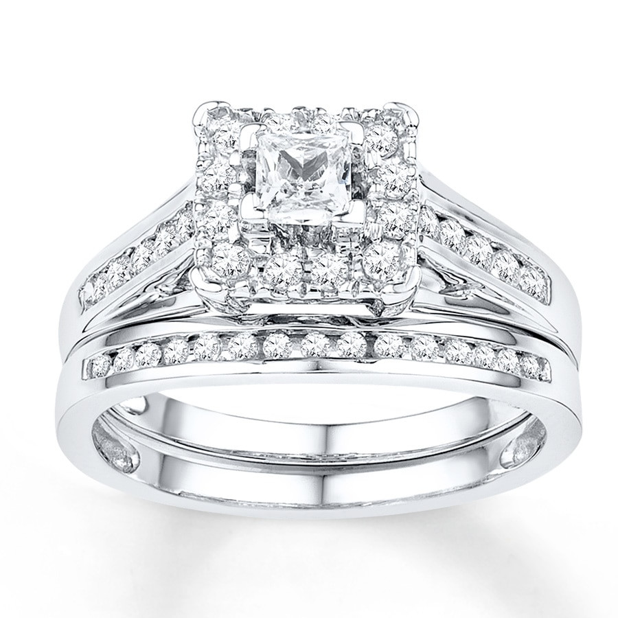 Kay Wedding Rings Sets
 Diamond Bridal Set 5 8 ct tw Round cut 10K White Gold