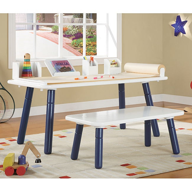 Kids Art And Crafts Table
 3 Stages Kid s Art Table and Bench Set in White and Blue