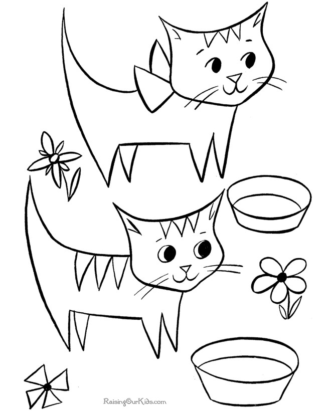 Kids Cat Coloring Pages
 Printable Kid Coloring Page Cats