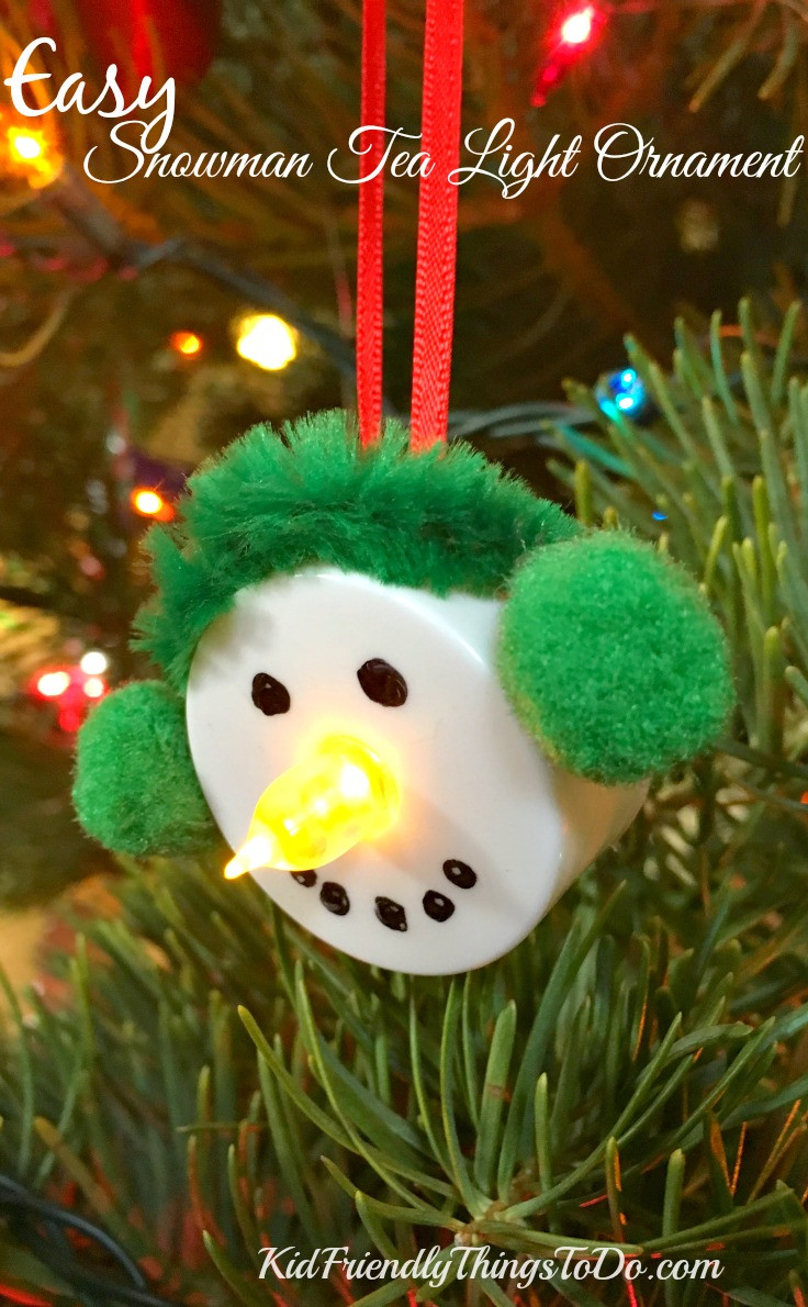 Kids Christmas Crafts Easy
 Easy Snowman Tea Light Ornament Craft